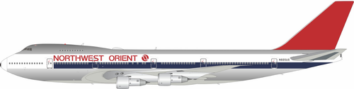 B-Models Northwest Orient Airlines Boeing 747-100 Reg: N605US 120 models B-741-605P 1:200 with stand