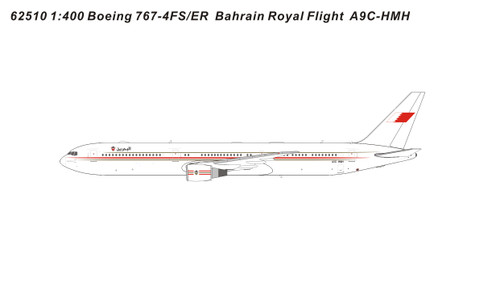 Panda Model Bahrain Royal Flight Boeing 767-400 Reg: A9C-HMH 62510 Scale 1:400