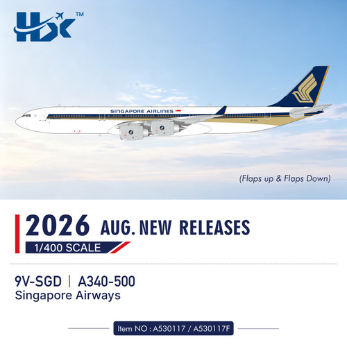 HX Models Singapore Airlines Airbus A340-500 Reg: 9V-SGD A530117 1:400