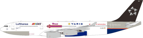 JFox Lufthansa Airbus A340-200 Reg: D-AIBA "Star Alliance - with stand" JF-A340-2-005C 1:200