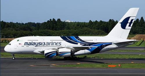 Aviation400 Malaysia Airlines Airbus A380-841 9M-MNE rolling detachable magnetic undercarriage AV4139 1:400