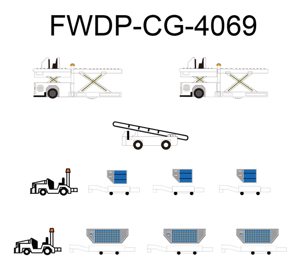 Fantasy Wings Blank GSE Cargo Loaders, Tows, Dollies and Container set FWDP-CG-4069 1:400