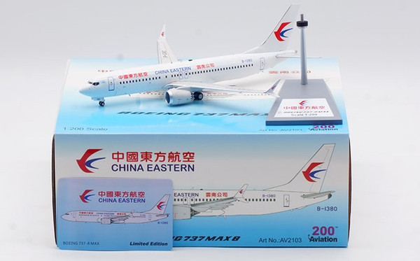 Aviation200 China Eastern Yunnan Airlines Boeing 737-8 MAX B-1380 AV2103 1:200