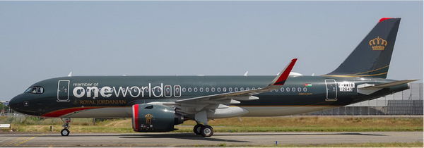 JC Wings Royal Jordanian Airbus A320NEO "Oneworld" Reg: JY-RAK XX40783 Scale 1:400