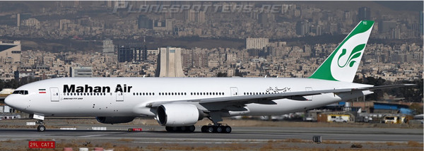 JC Wings Mahan Air Boeing 777-200ER "Iran's 1st Boeing 777" Reg: EP-MTC "Flaps Down" With Antenna XX40848A Scale1:400