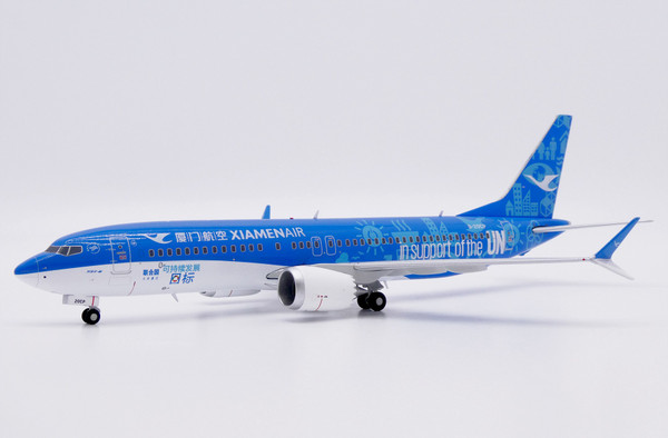 JC Wings Xiamen Airlines Boeing 737 MAX 8 "in support of the UN" Reg: B-20CP in support of the UN With Stand LH2488 Scale 1:200