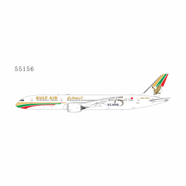 NG Model Gulf Air Boeing 787-9 Reg: A9C-FG 1976 retro cs, "75 Years" sticker 55156 1:400