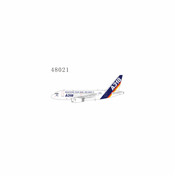 NG Model Airbus Industrie Airbus A318-100 Reg: F-WWIB with "What Ever Your Size, We Have It." titles 48021 1:400