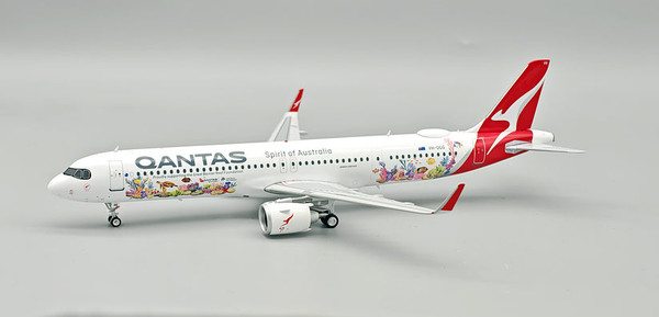 InFlight200 Qantas Airbus A321XLR Reg: VH-OGG GREAT BARRIER REEF IF321QF0126 1:200 with stand