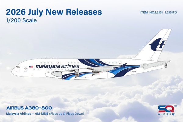 SQ Wings Malaysia Airlines A380 Reg: 9M-MNB "Flaps Down" L2151FD Scale 1:200