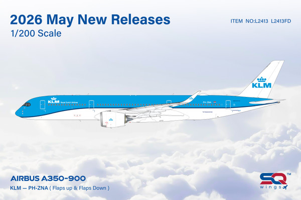 SQ Wings KLM A350-900 Reg: PH-ZNA "Flaps Down" L2413FD Scale 1:200