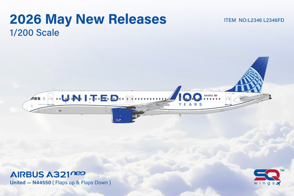 SQ Wings United Airlines A321neo Reg: N44550 "Flaps Down" L2346FD Scale 1:200