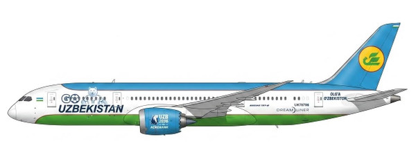Uzbekistan Airways Boeing 787-8 Dreamliner "Go Uzbekistan" Reg: UK78706 XX40902 Scale 1:400