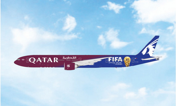 Phoenix Model Qatar Boeing 777-300ER Reg: A7-BEH 04713 Scale 1:400 "FIFA World Cup 2026"