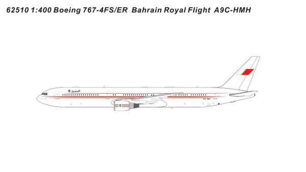Panda Model Bahrain Royal Flight Boeing 767-400 Reg: A9C-HMH 62510 Scale 1:400