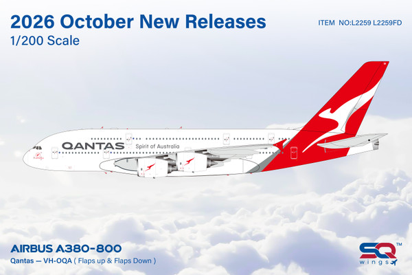 SQ Wings Qantas Airbus A380 Reg: VH-OQA "Flaps Down" (Flaps Down) L2259FD 1:200