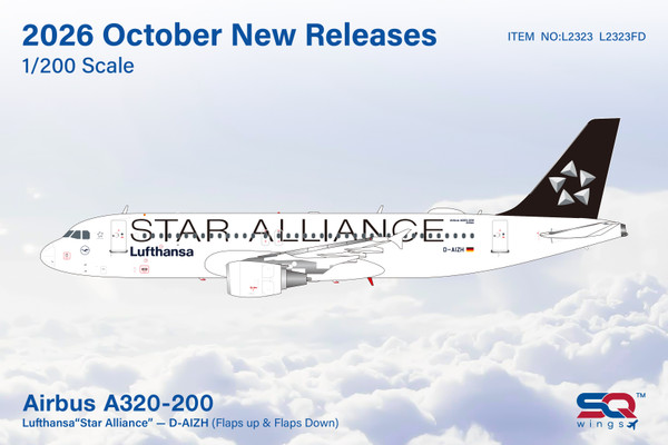 SQ Wings Lufthansa Airbus A320 Reg: D-AIZH ""Star Alliance"/'Flaps Down" (Flaps Down) L2323FD 1:200