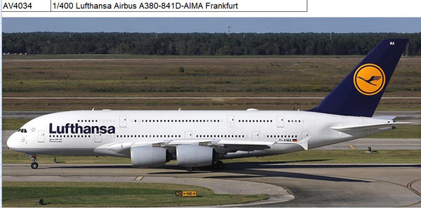 Aviation400 Lufthansa Airbus A380-841D-AIMA Frankfurt detachable gear AV4034 1:400