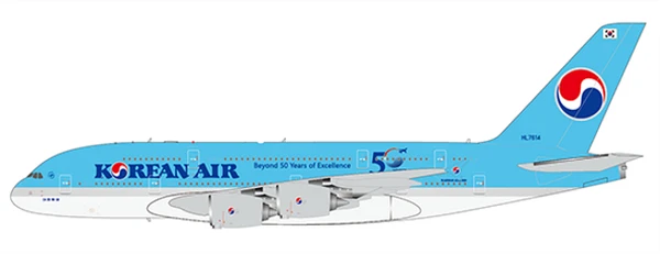 JC Wings Korean Air Airbus A380 "Beyond 50 Years of Excellence" Reg: HL7614 With Antenna EW4388016 1:400