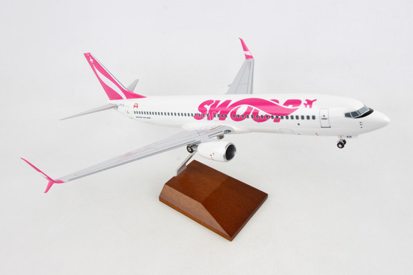 SWOOP 737-800 1/100 W/WOOD STAND & GEAR