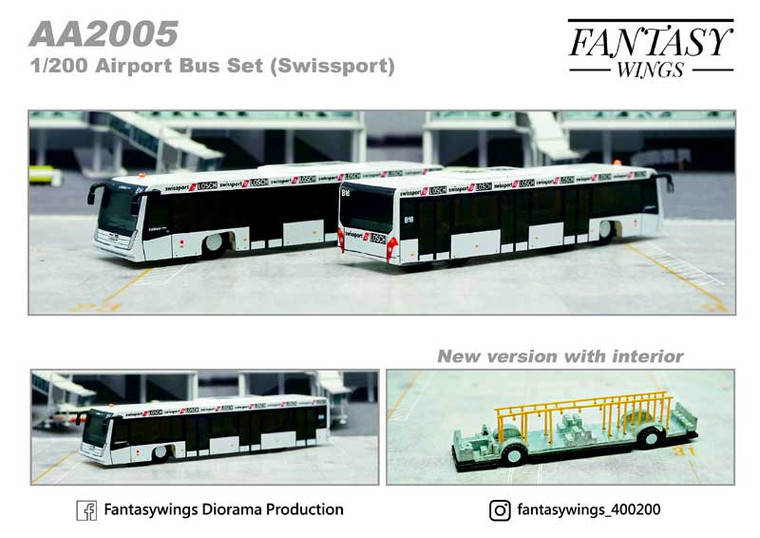 Swissport Airport Bus with Detailed Interior (1:200)