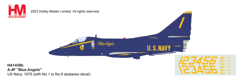 Hobby Master A-4F Skyhawk US Navy, 1979 season, (with No.1 to No. 6 airplanes decal) HA1438B 1:72