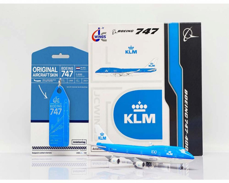 KLM B747-400 PH-BFG "100" (with limited edition Aviationtag) (Flaps Down) XX40117A JC4KLM0117A 1:400