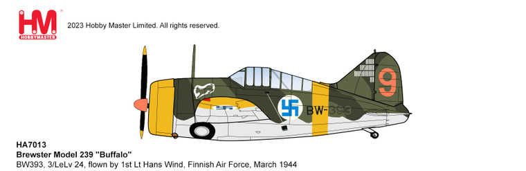 Hobby Master Brewster Buffalo BW393, 3/LeLv 24, flown by 1st Lt Hans Wind, Finnish Air Force, March 1944 HA7013 1:48