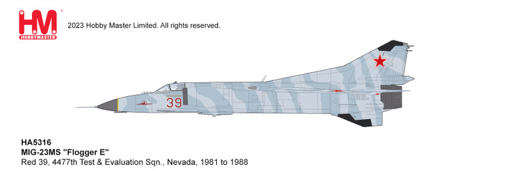 Hobby Master MIG-23MS Flogger E Red 39, 4477th Test & Evaluation Sqn., Nevada, 1981 to 1988 HA5316 1:72