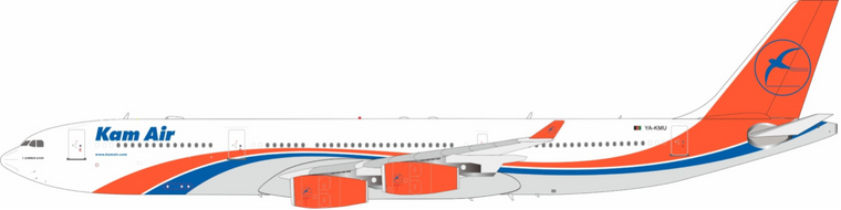 Retro Models by Inflight200 Kam Air Airbus A340-313 YA-KMU with stand RM34302 1:200