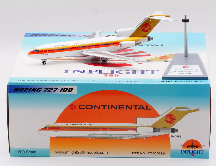 Inflight200 CONTINENTAL RED 727-100 N40488 with stand IF721CO0824