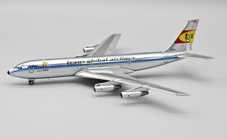 B-Models TRANS GLOBAL AIRLINES Boeing 707-300 N324F with stand B