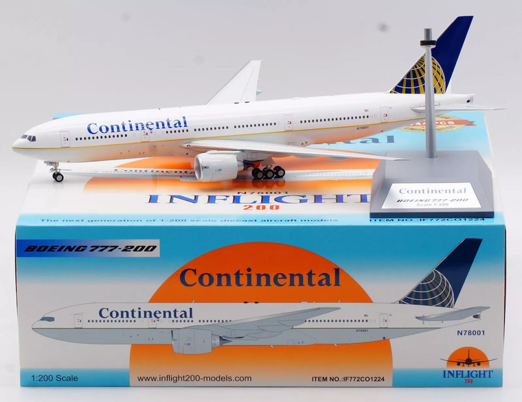Continental Airlines 航空機モデル 1/200 Inflight200 Continental Airlines Boeing 777-224/ER N78001 with