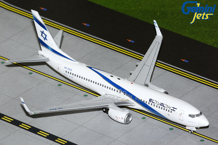 Gemini200 El Al Israel Airlines B737-800W 4X-EKK upgraded stand G2ELY1360 Scale 1:200