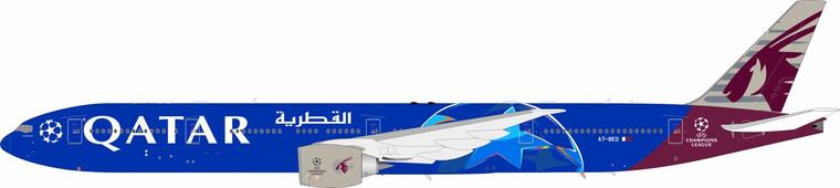 B-Models Qatar Airways Boeing 777-3DZER A7-BED with stand B-773-QT-BED Scale 1:200