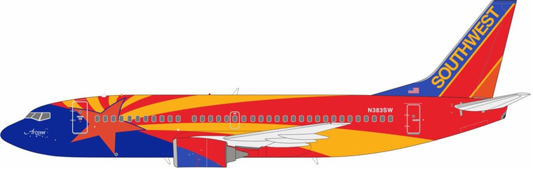 B-Models Southwest Airlines Boeing 737-3H4 N383SW "Arizona One" With Stand B-733-383 Scale 1:200