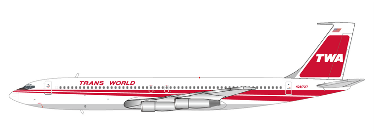 JC Wings TWA Trans World Airlines Boeing 707-300 Reg: N28727 With Antenna XX40481 Scale1:400