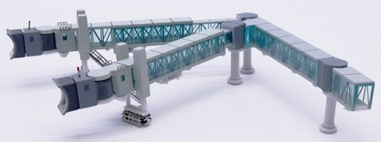 JC Wings Air Passenger Bridge for wide-body aircraft (Green) - 1 per set LH4391 Scale 1:400