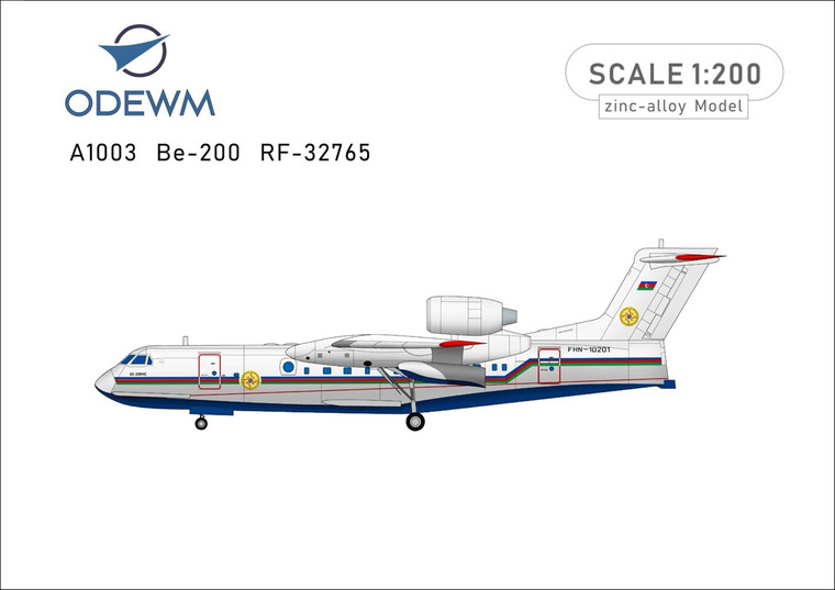ODEWM Azerbaijan Beriev Be-200 Amphibious Flying Boat / Seaplane FHN-10201 Diecast Model with Interchangeable Gear, Does Not Include Stand A1003 Scale 1:200