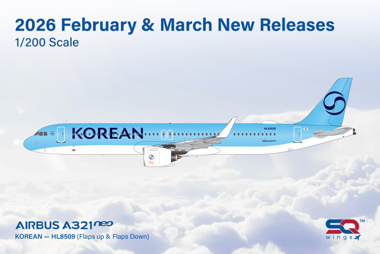 SQ Wings Korean Air A321 Reg: HL8509 New Livery/"Flaps Down" L2268FD Scale 1:200