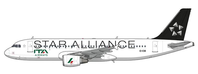 JC Wings ITA Airways Airbus A320 "Star Alliance" Reg: EI-EIB With Antenna XX40855 Scale 1:400
