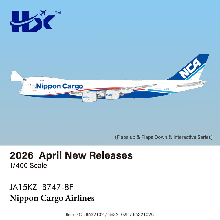 HX Models Nippon Cargo Airlines B747-8F Reg: JA15KZ "Interactive Series" B632102C Scale 1:400