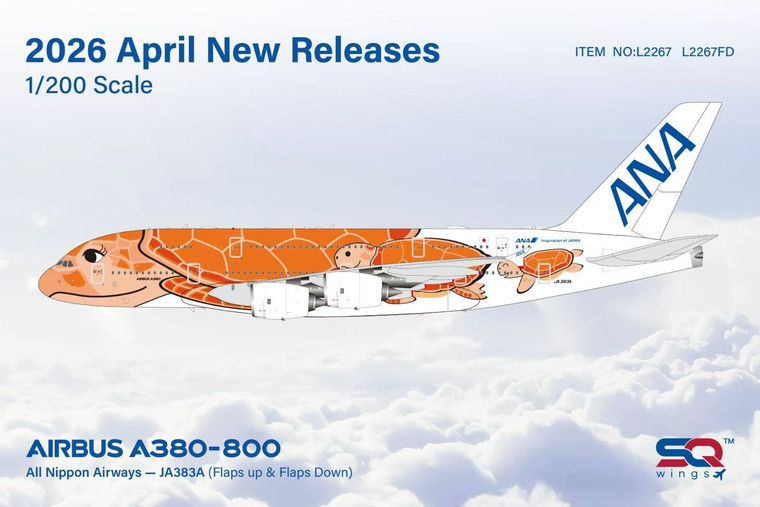 SQ Wings All Nippon Airways A380 Reg: JA383A "ANA Orange Turtle" L2267 Scale 1:200