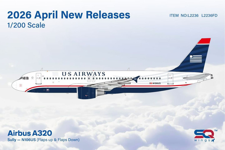 SQ Wings US Airways A320 Reg: N106US "Sully" L2236 Scale 1:200