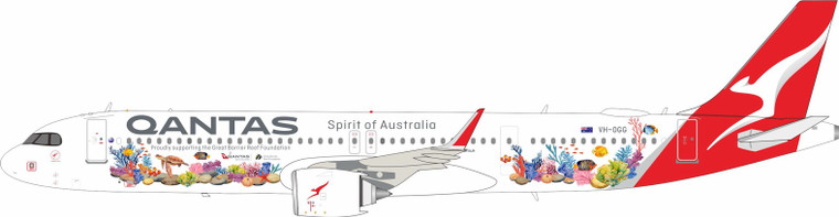 InFlight200 Qantas Airbus A321XLR Reg: VH-OGG GREAT BARRIER REEF IF321QF0126 1:200 with stand