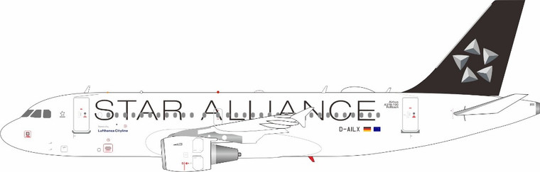 JFox Lufthansa Airbus A319 Reg: D-AILX "CityLine - Star Alliance – 48 pcs" JF-A319-017L 1:200