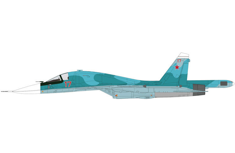 Hobby Master Su-34 Fighter Bomber Red 17, Russian Air Force (w/FAB-1500 guide bomb) HA6311 Scale 1:72
