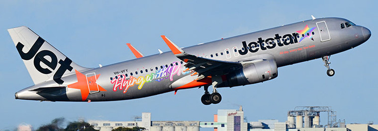Aviation400 Jetstar Airways Airbus A320-232(WL) VH-VFY "Flying with Pride" AV4458 Scale 1:400