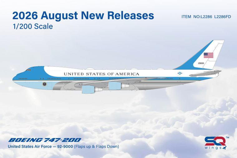 SQ Wings U.S. Air Force Boeing 747-200 Reg: 92-9000 L2286 1:200