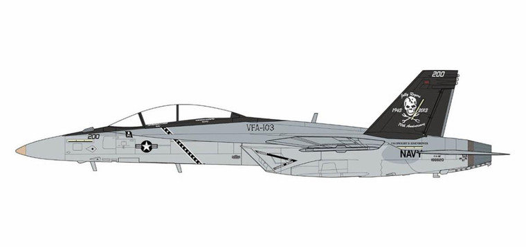 JC Wings F/A-18F Super Hornet U.S. NAVY VFA-103 Jolly Rogers, 70th Anniversary Edition, 2013 JCW-72-F18-022 Scale 1:72
